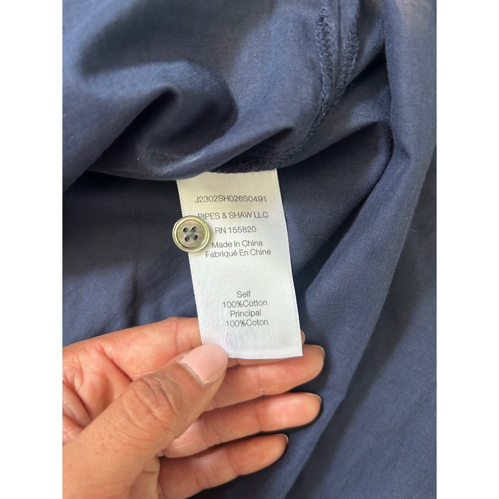 Veronica Beard porta ruched button front Navy Ruched Sleeve Cotton Shirt S - Picture 5 of 7
